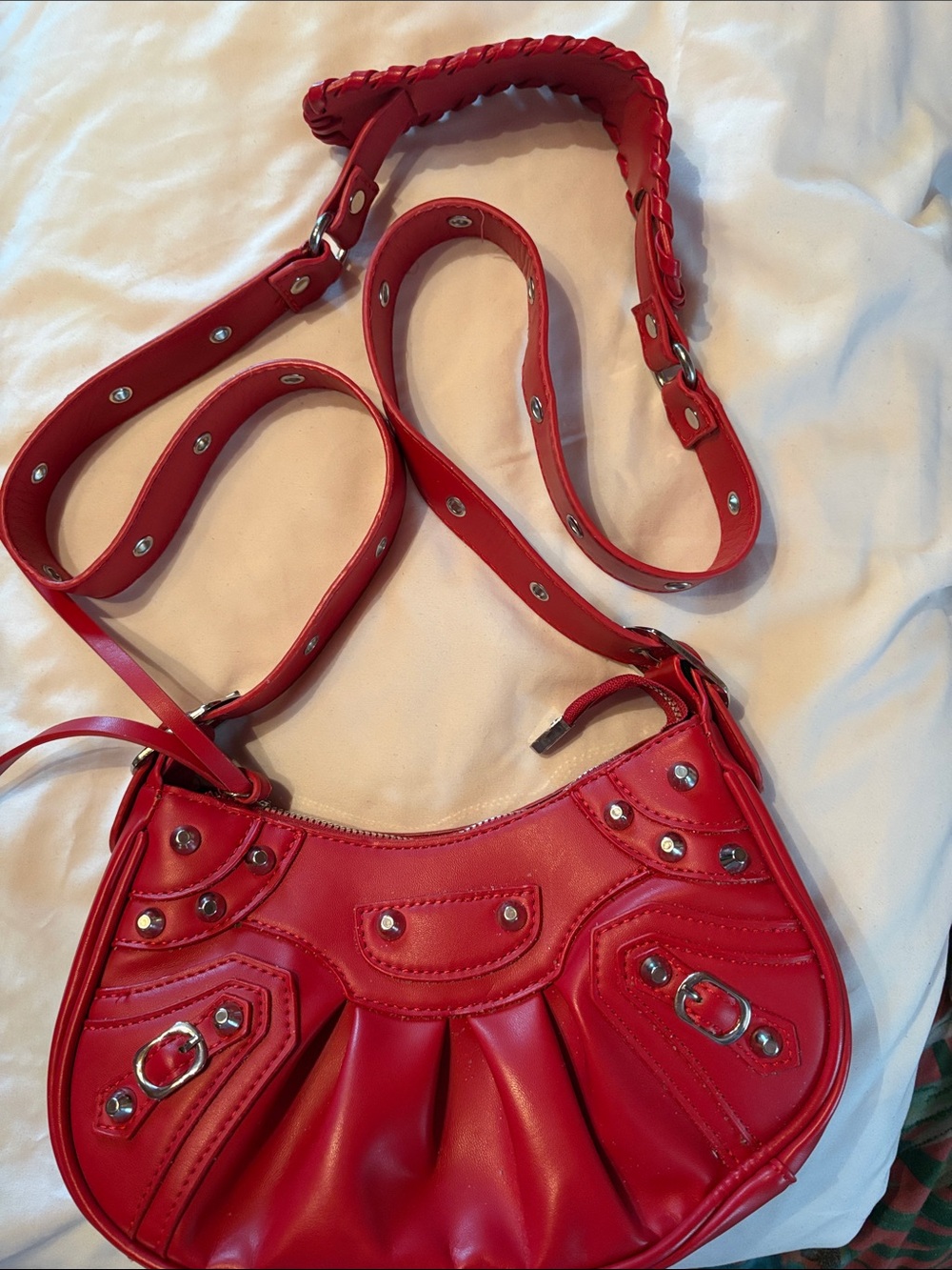 Red Studded Women’s Crossbody Bag